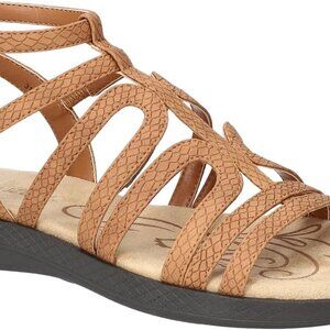 Women's Daylily Flat Sandal Tan Matte Snake Size 11 Wide Gladiator Style